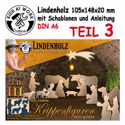Krippenfigur Teil 3, zum Schnitzen aus Lindenholz