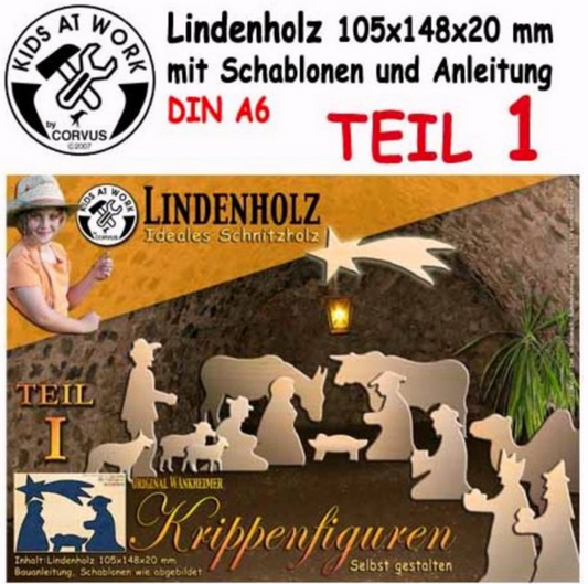 Krippenfigur Teil 1, zum Schnitzen aus Lindenholz