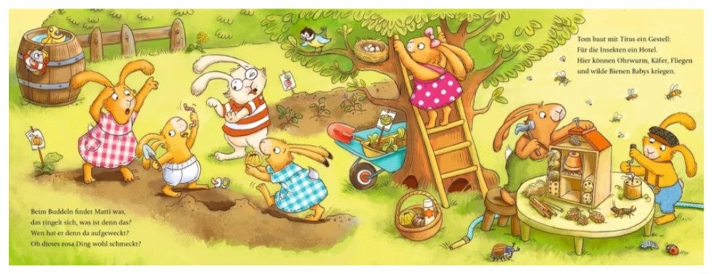 Wenn sieben kleine Gartenhasen zu Käfern und Radieschen rasen