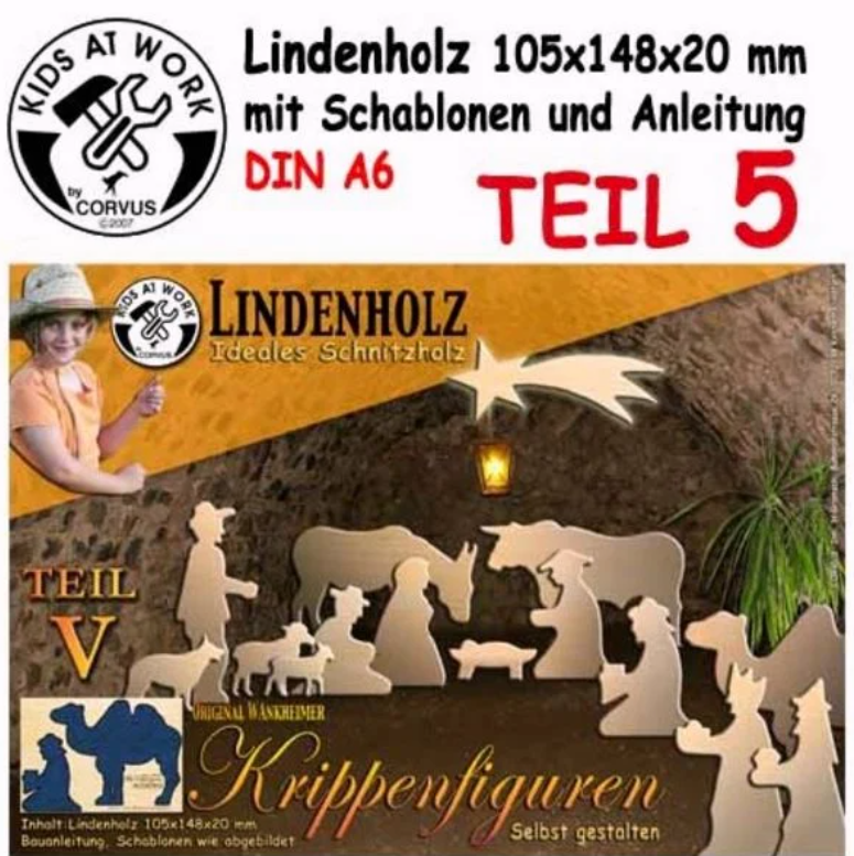 Krippenfigur Teil 5, zum Schnitzen aus Lindenholz