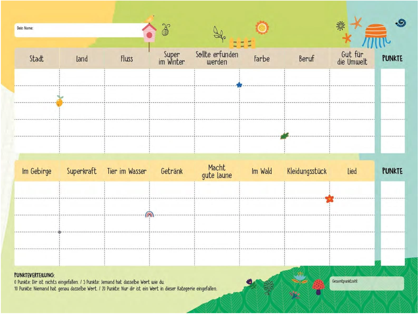 Stadt, Land, Natur - Spieleblock